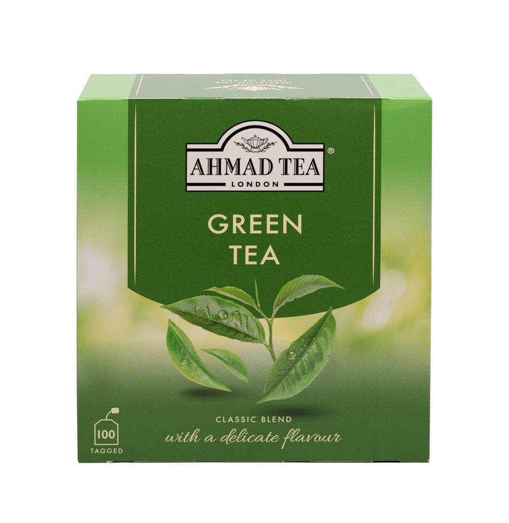 Ahmad Tea Green Tea, Green Teabags 100 cm - 咖啡因和无糖