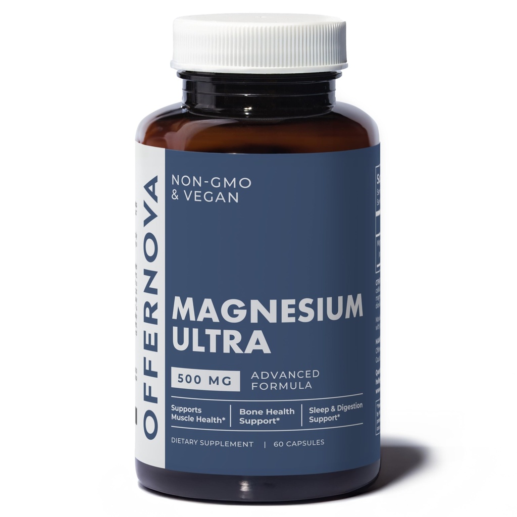 高吸附量500mg Vegan Magnesium Citrate & Oxide Complex - Boost Sleep, Digestion & Muscle Health for Men & Women - 便秘救济 - Citrato de Magnesio