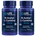 生命延长 N-乙酰-L-Cysteine(NAC),免疫反应,呼吸卫生,肝脏健康,NAC 600 mg,抗氧化剂防御,自由基,易吸收 - 2 Pack x 60 Capsules