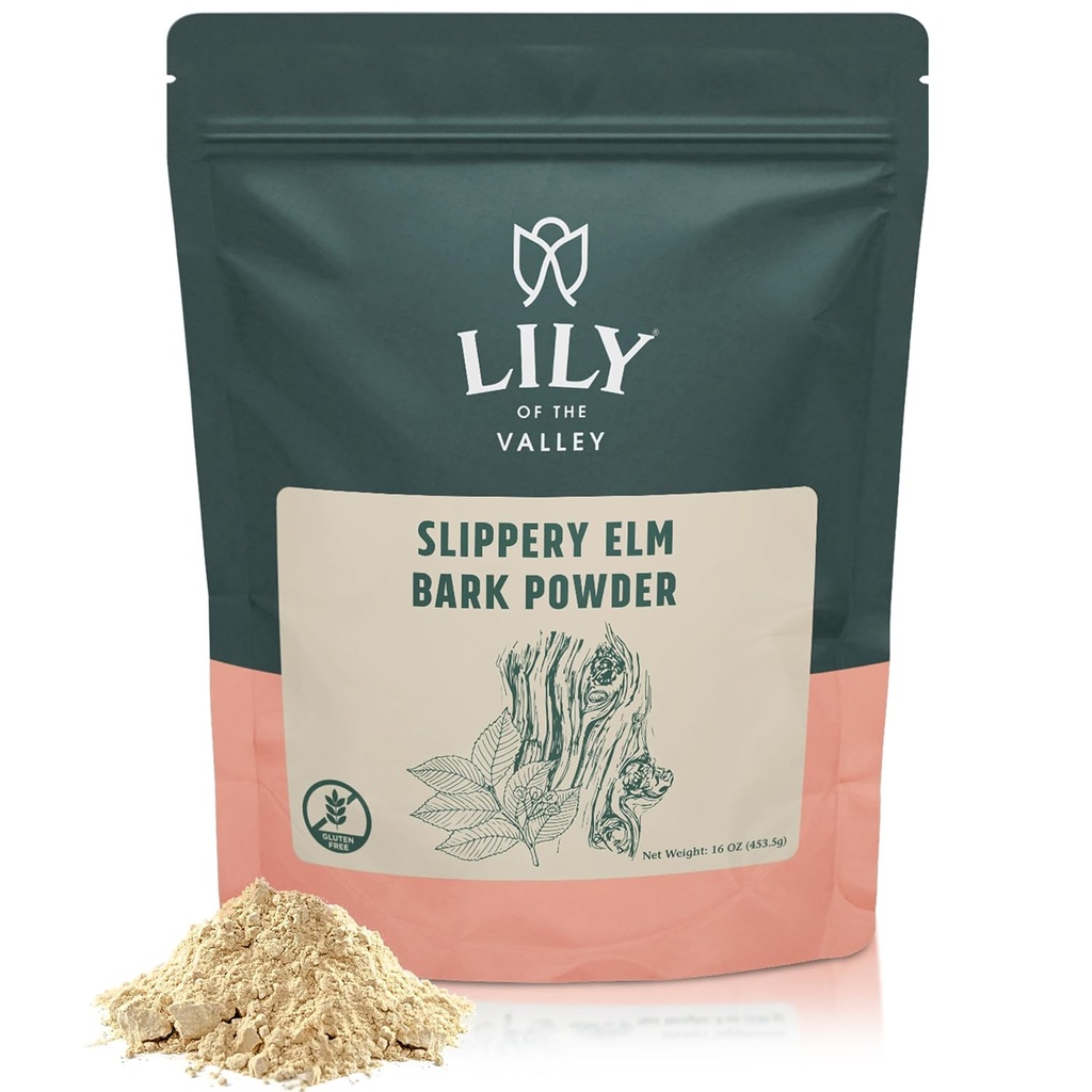 (原始内容存档于2018-09-21) (英语). Lily of the Valley Slippery Elm Bark Powder - Ulmus Rubra Powder - 无辐照 无污染 - Pet Friendly - Vegan & Gluten - Free - 包装在可收回的邮袋中(16oz, 453g)