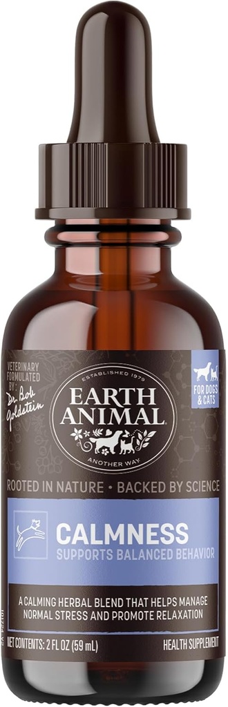 地球动物药物液体补充剂 -- -- 对狗和猫的平静草药补救措施 -- -- 2 fl oz