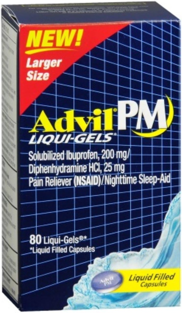 Advil PM Ibuprofen 200 mg Liqui-Gels 80 ea(9包)