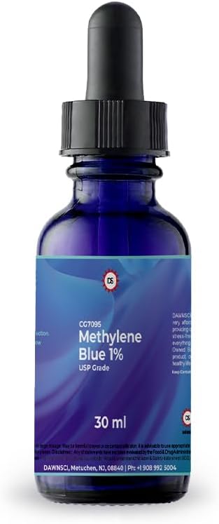 乙烯蓝 1% 30 mL 玻璃滴水瓶 → USP-Grade Methylioninium 氯化ide液体 → 用于脑功能和认知健康 → 无甲醛