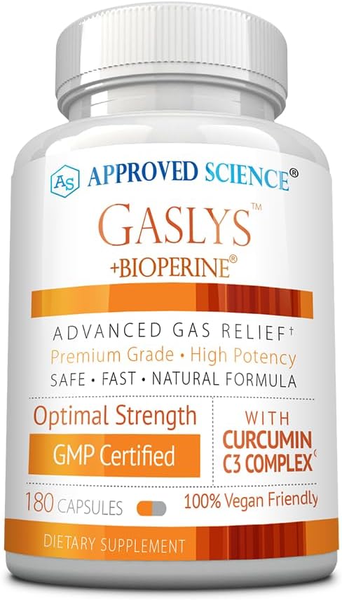 经批准的科学 Gaslys - 消化剂、气体和胃补充剂 - 配有 Artichoke Powder, Ginger, Fennel种子 - 180 计数 - Pack of 1