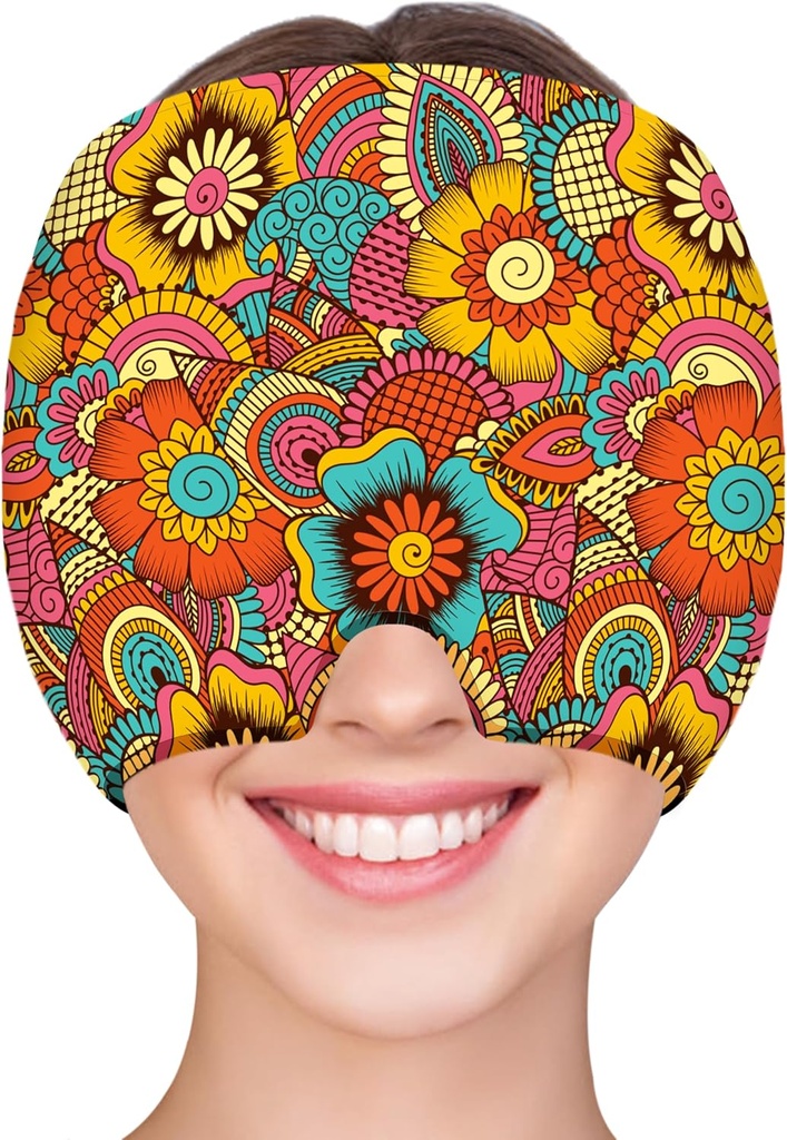 ZNÖCUETÖD Migraine Relief Cap Headche Relief Cap Cap Cold Cap Ice Hat for Migraines Headche Sinus 压力 紧张 冰包包装 Migraine Mask Hangover Cap Ice Beanie Hot / Cold 压缩妇女