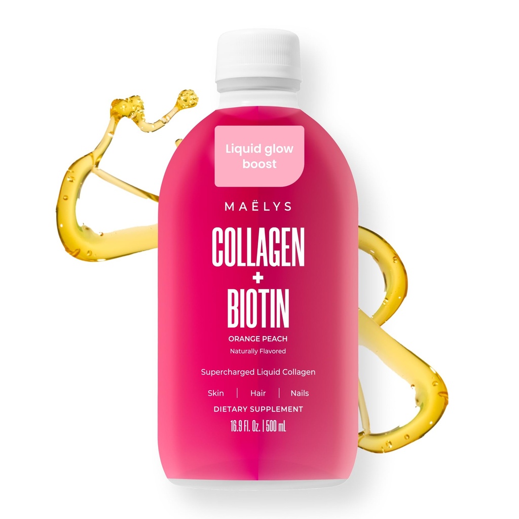 MAËLYS 超级充电液凝胶 女性-Collagen Peptides 配有生物素 用于头发,皮肤和钉子-液态水解 凝胶 Peptides