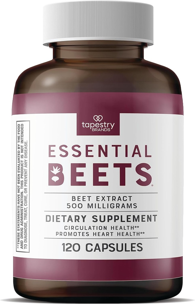 基本 Beets 饮食补充剂 -- -- 心脏健康和血压支持的Premium Beet Root提取,增强运动性能,2-Month供应,Vegan & Allergen-Free