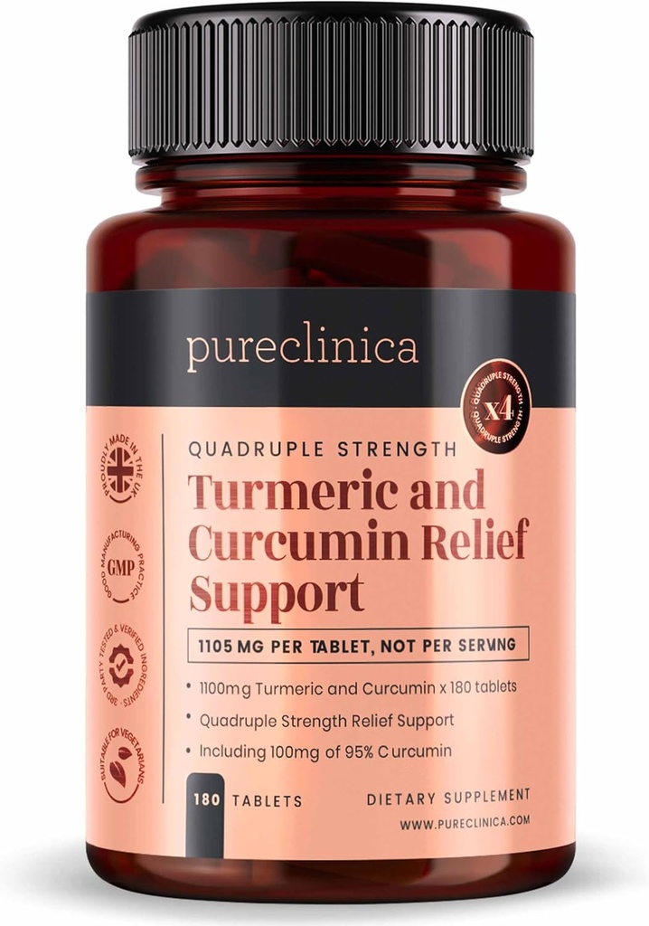 1100mg 涡轮和 Crucumin x 180 片 - 6个月供应 - w/95% Crucumin & 5mg 黑辣椒提取器