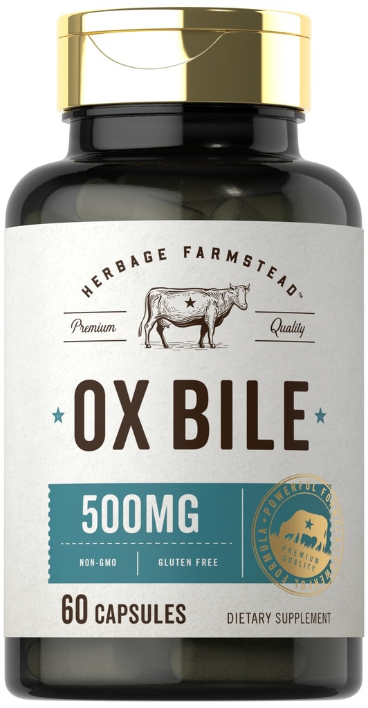 Carlyle Ox Bile 补充500 mg → 60 Capsules → 消化酶 → Non-GMO & Gluten Free → 由 Herbage Farmstead 编写 :