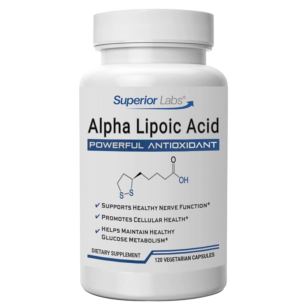 高级实验室 Alpha Lipoic Acid 600 mg Capsules,纯非GMO ALA,高吸收,神经支持,健康循环和神经反应,健康老化抗氧化剂,120 Veg Caps,4-Month供应