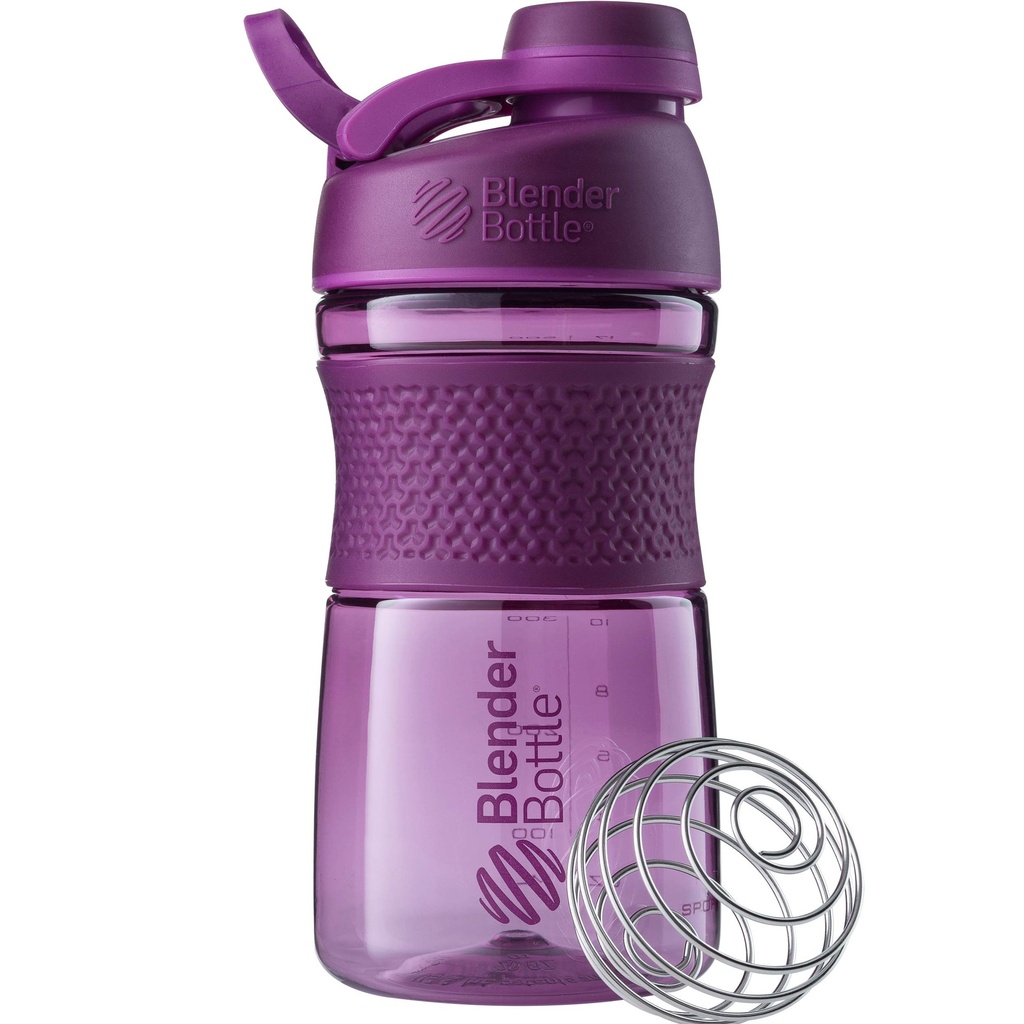 BlenderBottle 20-Ounce SportMixer Twist Cap Tritan Grip Shaker Bottles, Navy and Plum