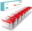 Daviky Extra大型药丸组织者 2 Times aday, Am Pm Pill 组织者 7 Day, Pill box 7 Day to hold Daily Medical Vitamin and Supplors for Elder, Arthrtic患者和孩子(红色)