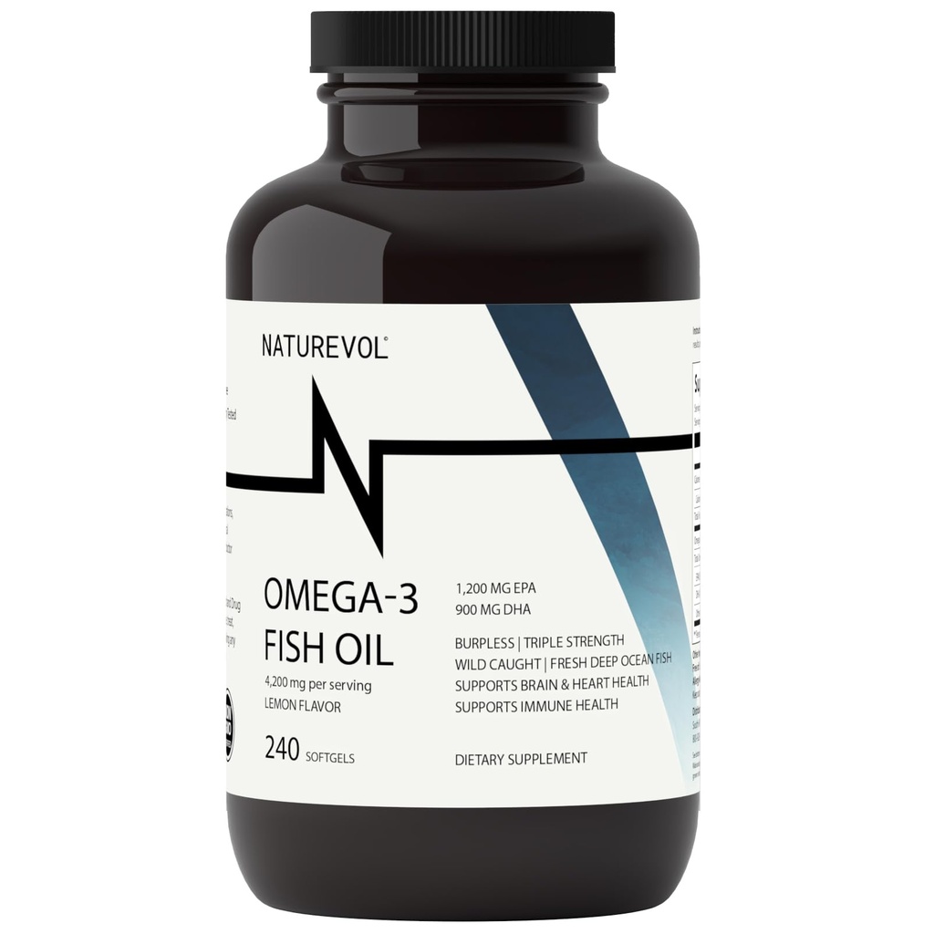 三强Omega 3 鱼油 4200mg - Burpless | | 3 脂肪酸 2200mg | 1200mg EPA + 900mg DHA | 最佳基本脂肪酸 | 野鱼/深海鱼 柠檬火焰 - 240软胶