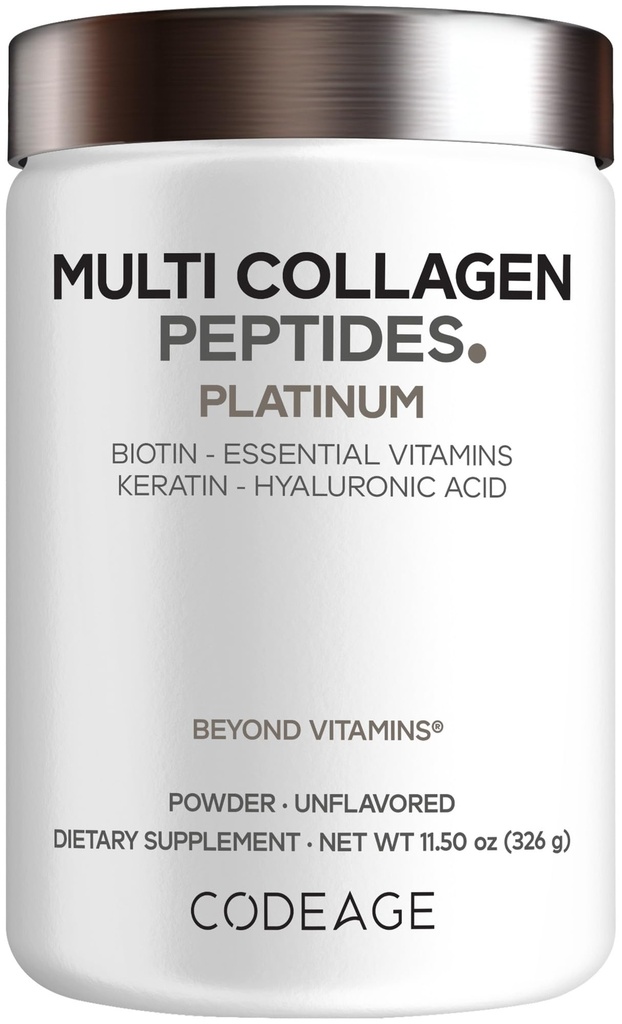 女性和男性的多烯烃 生物锡 10000mcg Keratin,蛋白质粉维生素 C B6 D3, Hyaluronic Acid, Niacin - 水解烯烃 咖啡凝胶 5 类型 - 不受欢迎 - 非GMO - 11.5oz