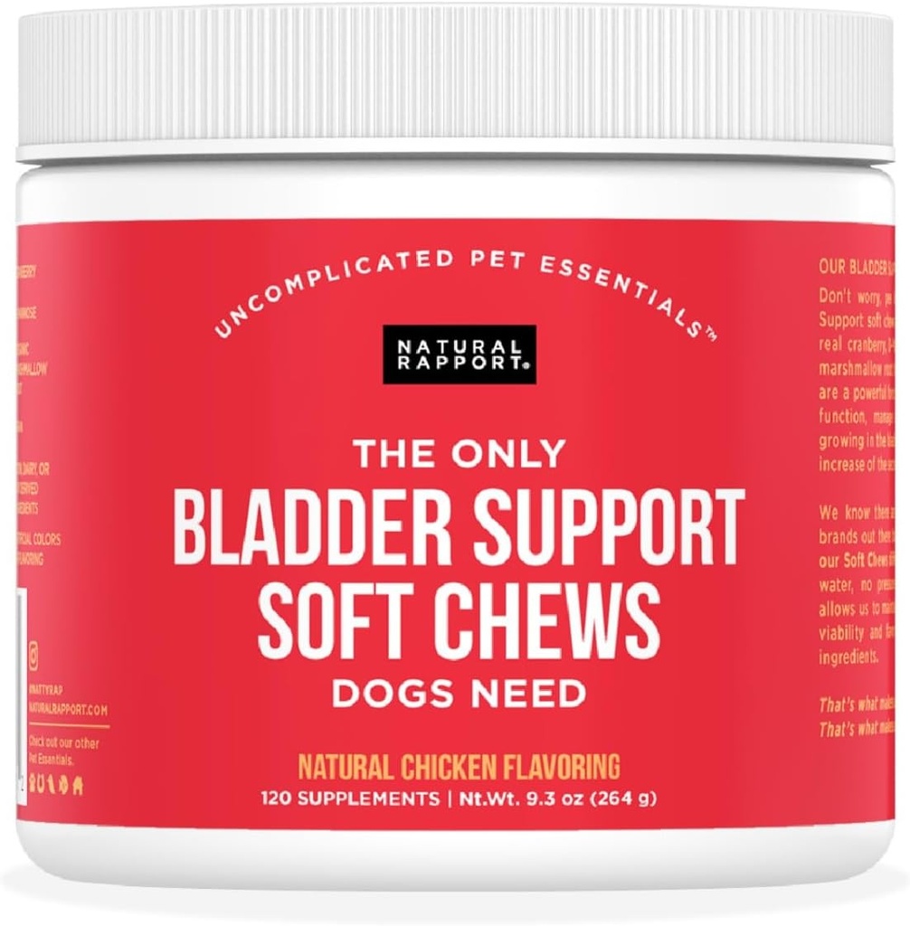 Natural Rapport Dog Bladder 支持 - The Only Bladder Support Chews Dogs Need - 包含 Cranberry 和 D- Mannose 对肾功能援助的120cm 补充