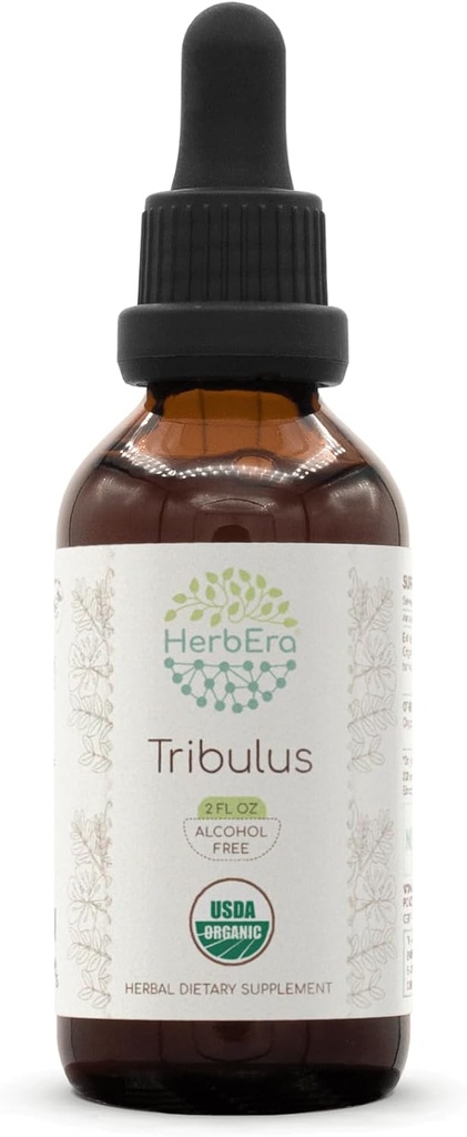 HerbEra Tribulus B60 无酒精草药萃取丁酸, 集中液体滴液 天然USDA 有机Tribulus (Tribuls Terrestris) 干果(2 fl oz)