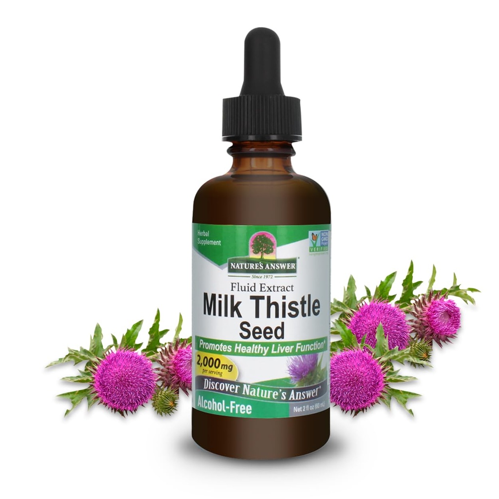 Nature's Answer Milk Thetle 2 Ounce Extract - 酒精无毒,非转基因生物,Liver 支持每个人的补编 - Liver Detox,美国制造