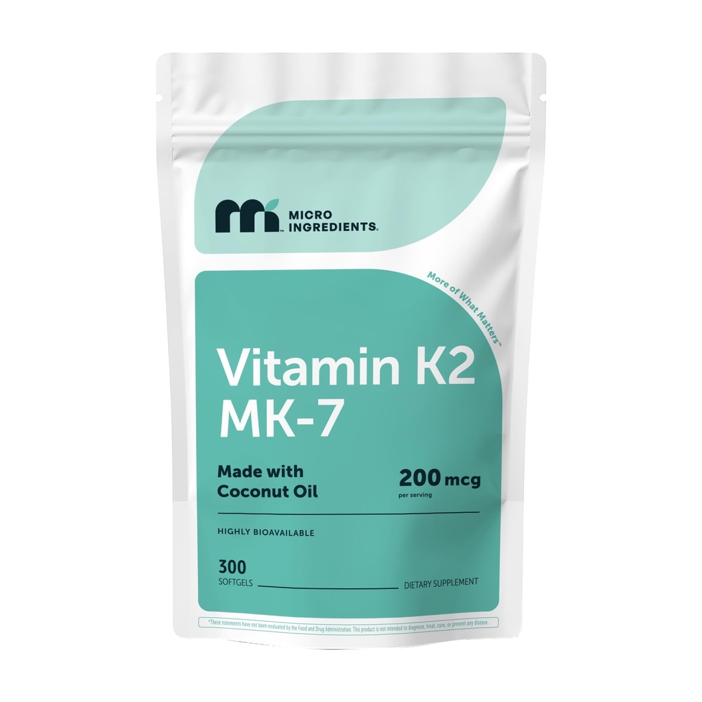 微成份 维生素 K2 MK-7 补充品,200 mcg 个人服务,300 椰油软胶 | 易吸收,活性 Menaquinone Form | Immune, 联合,和心脏支持 | 非GMO