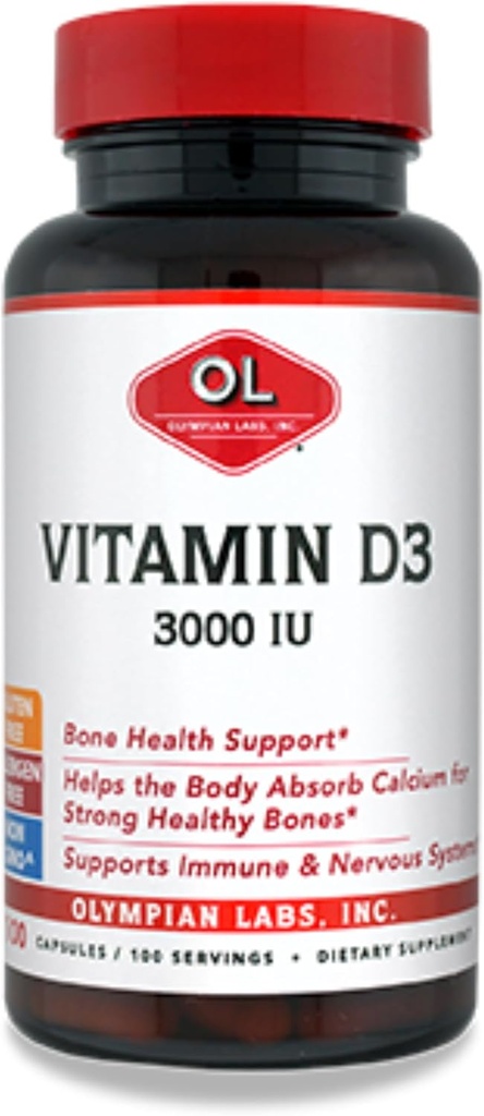 奥运实验室 维生素 D3 3000 Iu 100 Capsules 支持强骨