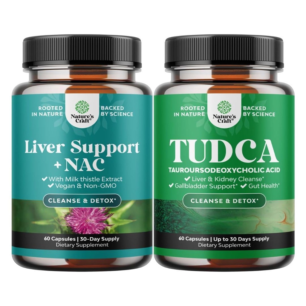 NAC配有Liver Cleanse和高级Bile Salt TUDCA的Liver支持包 盖尔布拉德肾和Liver支持包