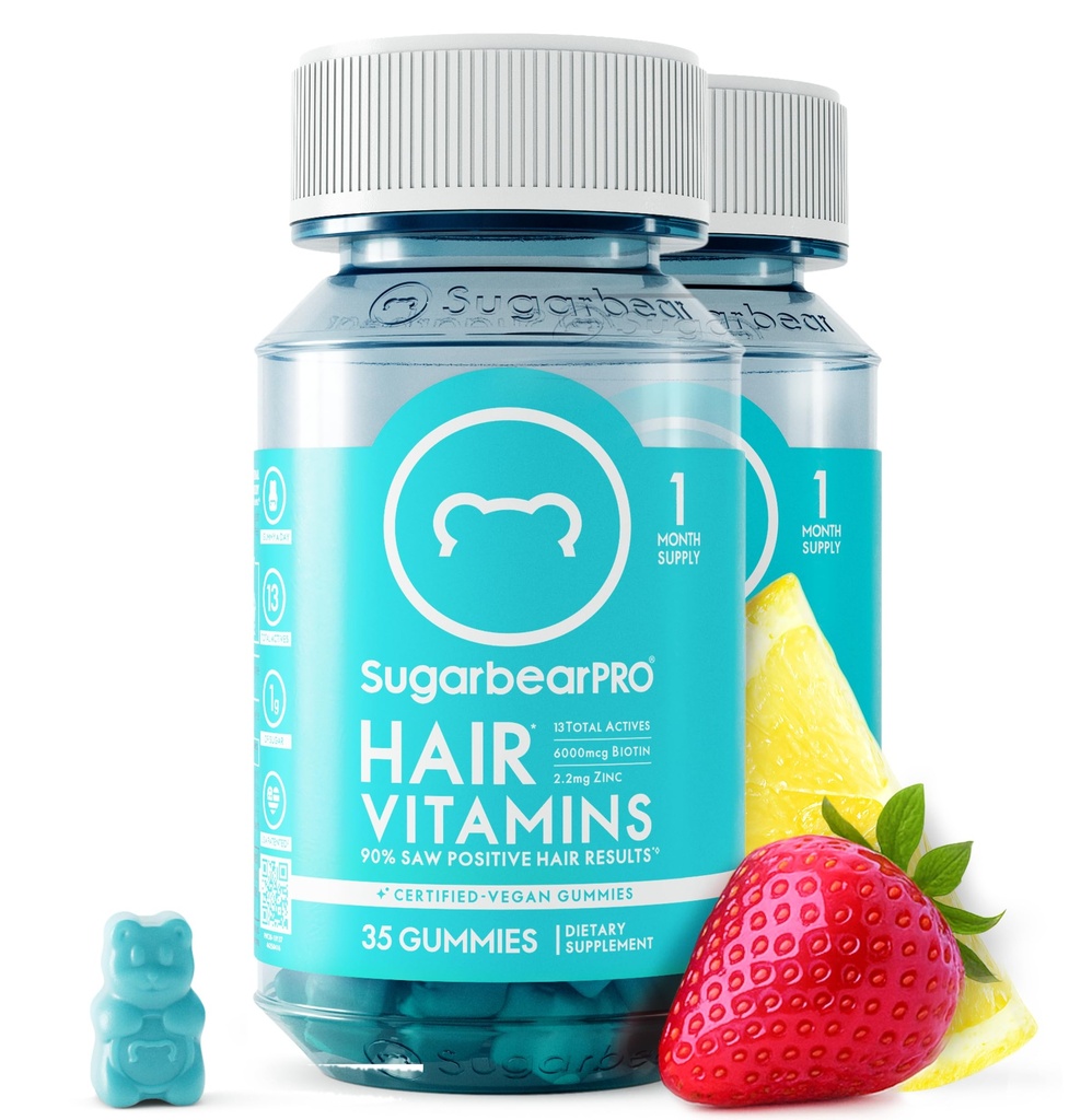 糖熊 维生素 Gummy 2 月 供应 超强 生物素 6000mcg, 男女生长, Vegan 维生素 B12, MSM, Inositol, Omega 3, 老年莓, 认证科舍尔, Halal, 无残忍