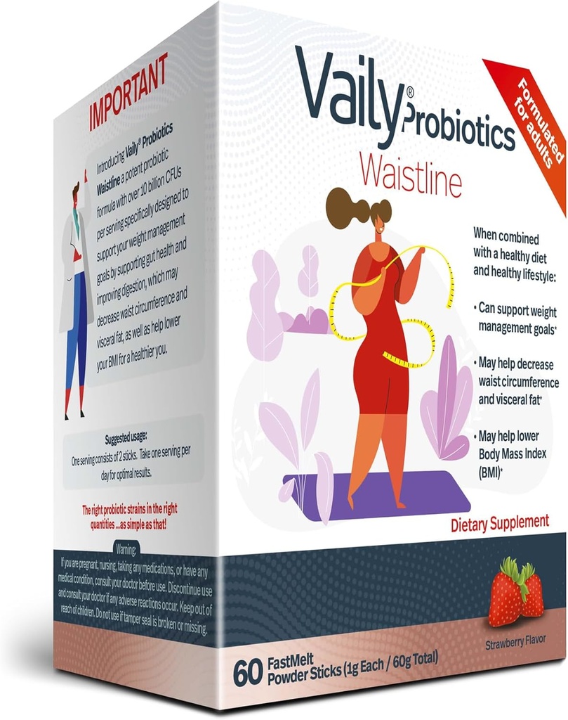重量管理 Probiotic Powder Sticks - 60 Orally溶解的石膏棒 - 管理怀斯特环形体的固态健康补充剂 - 健康饮食和生活方式代谢补充剂