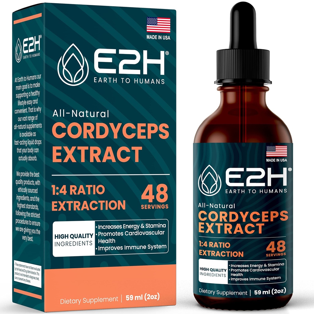 Cordyceps 蘑菇补充剂 - 更快的吸收 than Cordyceps mushroom Capsules 或 Power - 我们的 Cordyceps 提取促进能源与 Stamina 支持 - 蘑菇提取 - 2 Fl Oz by E2H