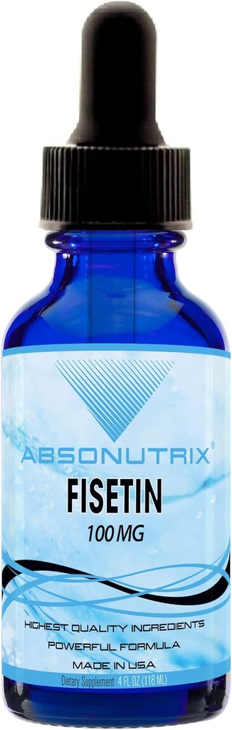Absonutrix Fisetin 100 mg, 4 Oz Liquid, 200 services, 在美国制造, 快速吸收, 质能成份, 第三方测试, 非GMO, GMP认证, 残忍无毒产品