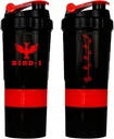 BIRD-I Gym蛋白摇摆器,3-in-1,500ml/16.9oz,无BPA,金属混合器(RED),JT4101