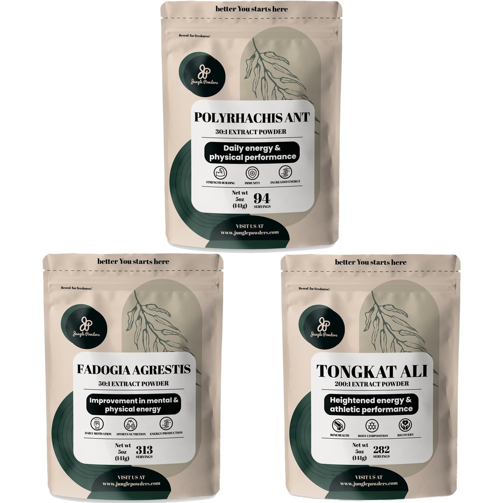 Junle Powers Shilajit Powers for Men Powers, Tongkat Ali for Men Powder, Fadogia Agrestis Fadogia Agrestis for Men 传统男子健康支持驱动和激情包