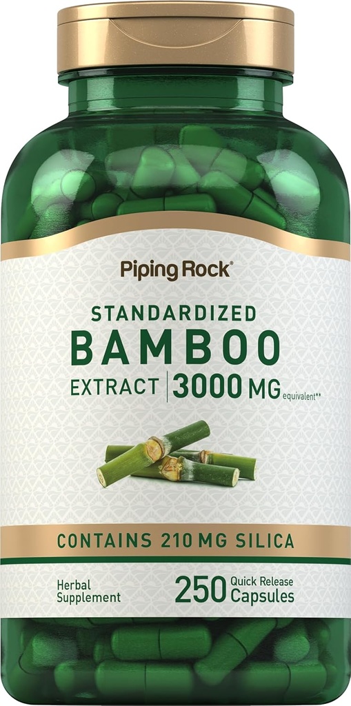 Piping Rock Bamboo Except capsules | 30000mg | 250 Counter | 草药补充 | Silica 210mg | Non-GMO, Gluten Free