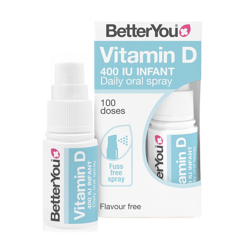 BetterYou D400 婴儿维生素D 口腔喷洒 -- -- 平板药的方便替代方法 -- -- 为3岁以下儿童特别制定 -- -- 简单和纯洁的配方 -- -- 对儿童发展至关重要 -- -- 0.5 oz