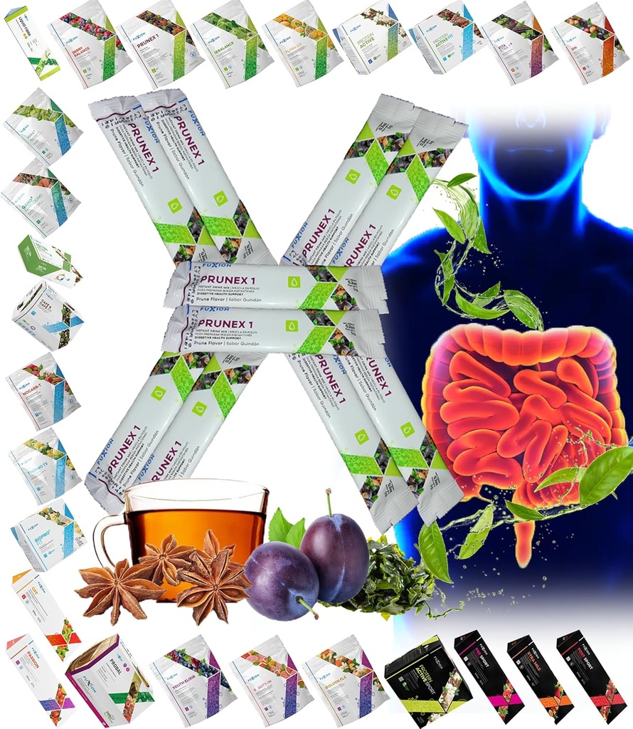 所有天然解毒清洁剂 即时茶 Mix Prune & Plum w. Fiber & Inulin 由 FuXion Prunex 1 (10 Sachets) 进行优化肠道过渡