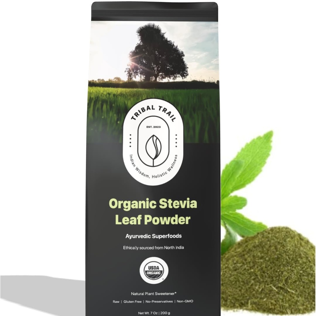 有机斯特维娅粉(Organization Stevia Powder) 7.05 oz USDA Organization & Non-GMO 伦理来源于北印度 具有可回收性的Kraft Bags 天然斯特维娅 植物无糖代用品