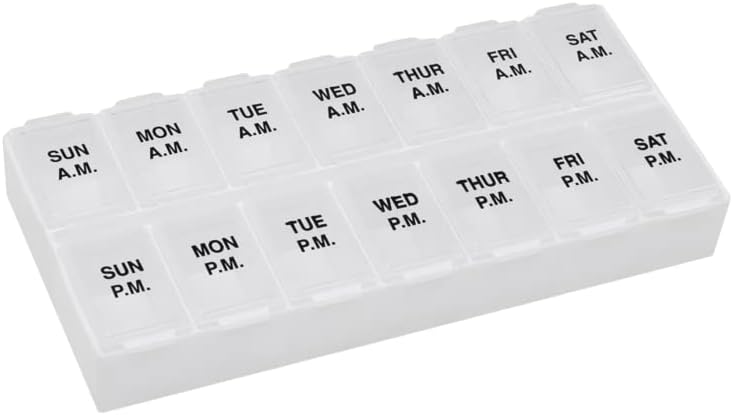 提醒 N'Time Weekly( 7- Day) AM/PM 药丸组织者, 维生素和药盒, 大比较, 每天2次, 清液