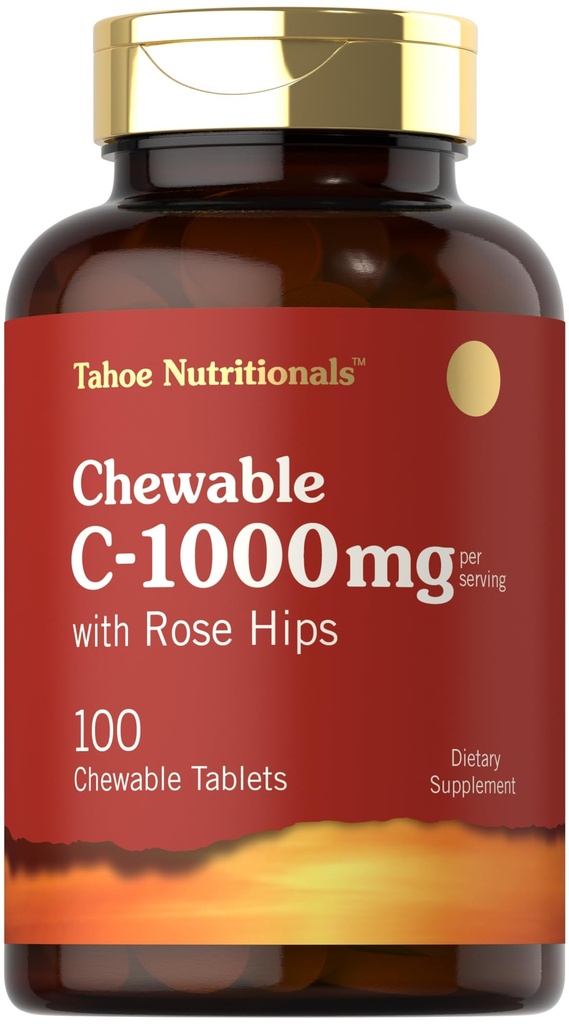Carlyle Vitamin C Chewables = 1000mg = 100 板块 天然橙色 Flavor = 蔬菜,Non-GMO & Gluten免费补充 = Tahoe营养素