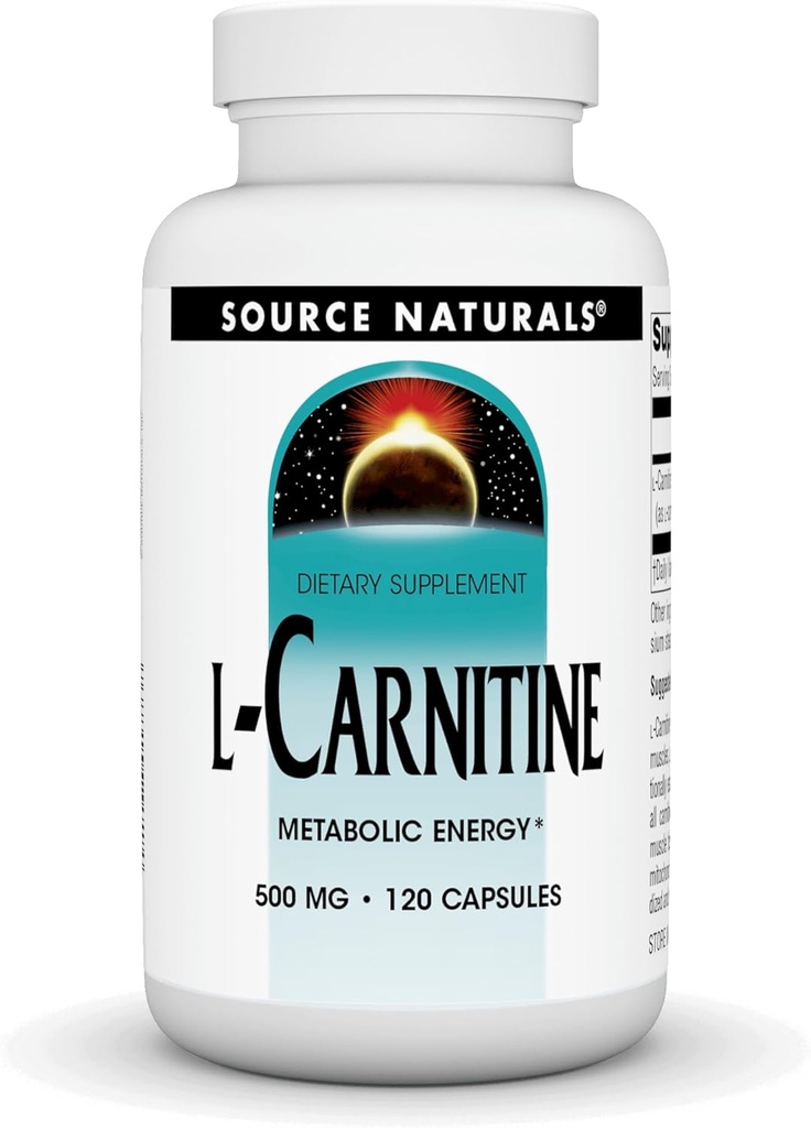 来源:Naturals L-Carnitine 500 mg 代谢能量 - 120卡普尔