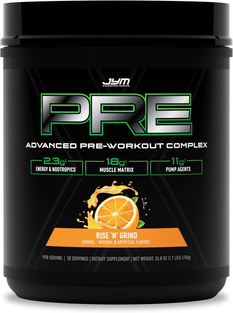 JYM X 升格前高级粉末大块泵、硝酸甘油、二硝胺、NO3T Betaine、BCAA、Nootropics、Creatine、Beta-Alanine、JYM 补充科学、20种服务