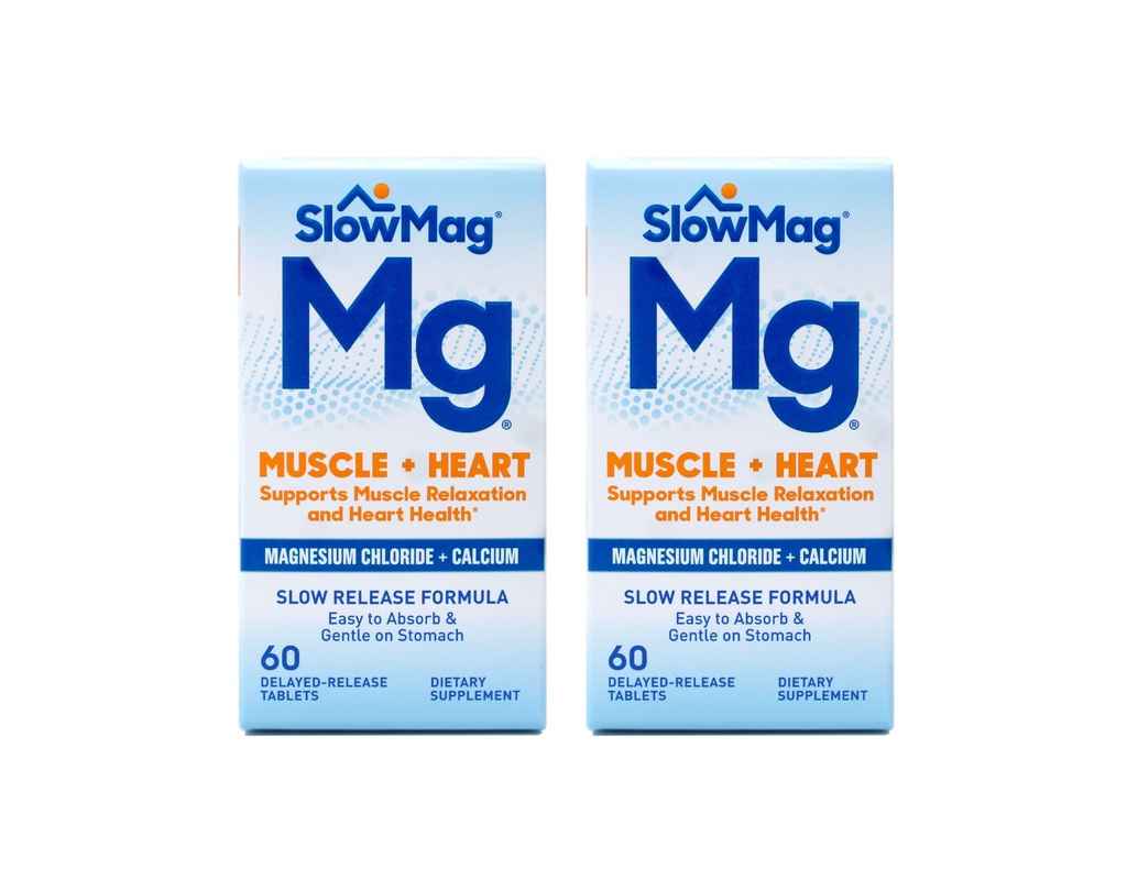 慢Mag MG 肌肉 + 含钙片的氯化镁 60 计数(包2)