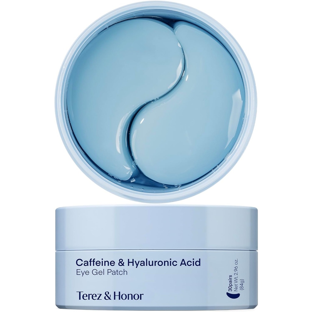 黑圈眼罩下的TEREZ & HONOR - 60 韩国水解胶面具用于Puffness,袋装咖啡因,Hyaluronic酸,Niacinamide - 眼下亮,水解,抗皱和冷却
