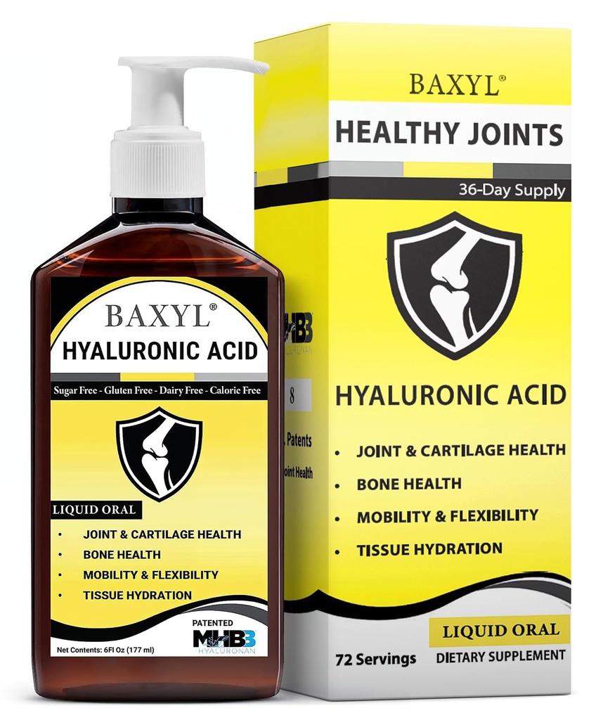 BAXYL® - 液态Hyaluronic Acid用于联合救济补编(Vegan、Gluten-Free、非GMO、专利口服MHB3)