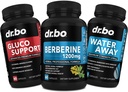 DR. BO Berberine 补充代谢支持和水药丸 - 1200mg Berberine HCL 补充健康代谢支持 - Premium HCL 600mg Per Capsule 和水药丸 消毒剂保留