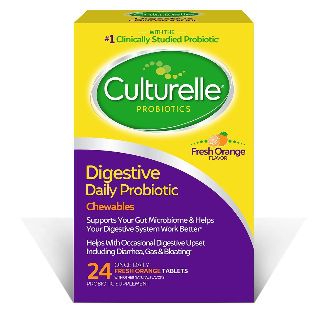文化消化健康日报 Probiotic Chewables, Probiotic for Men and Women, 多数临床研究 Probiotic Strain, 100亿CFU, 支持偶发腹泻, 气体和布洛廷, 24 Counter