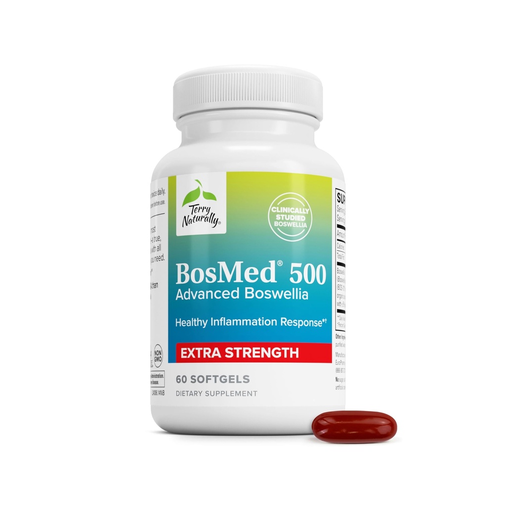 Terry自然 BosMed 500 - Boswellia Serrata 提取补充 - 健康肺支持的饮食补充 - 草药补充公式 - 60 Softgels