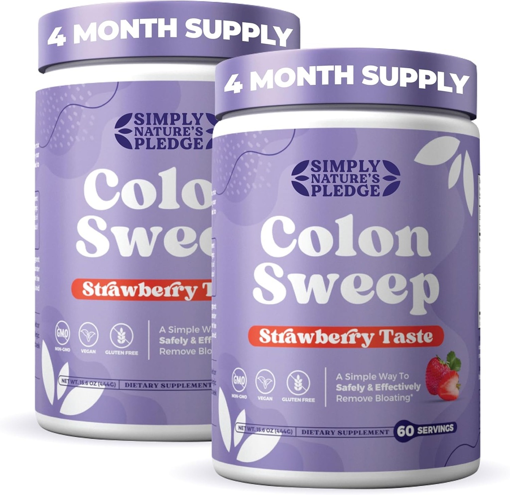 ColonSweep Psyllium Husk Power Colon Cleanser - Vegan, Gluten 自由纤维补充剂 - Safe Colon Cleanse for 便秘救济, Bloating Relief & Gut Health - 16 OZ (60 services) - 2 Pack (英语).