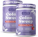 ColonSweep Psyllium Husk Power Colon Cleanser - Vegan, Gluten 自由纤维补充剂 - Safe Colon Cleanse for 便秘救济, Bloating Relief & Gut Health - 16 OZ (60 services) - 2 Pack (英语).