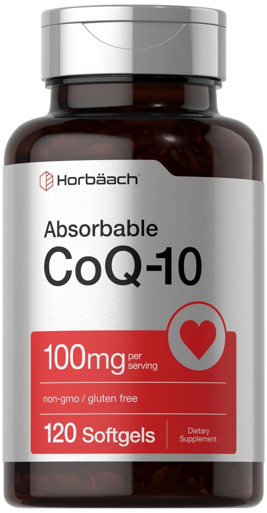 Horbäach CoQ10 100 mg 软胶 120 Counter QQ Non-GMO 和 Gluten 免费补编