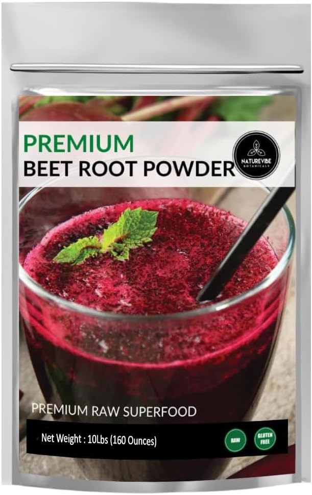 Premium Beet Root Powder, 10lbs → Raw and N-GMO → Bulk Bag(160盎司) 原生植物
