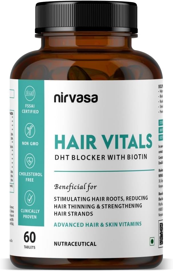 含有Beta-Sitosterol & Stinging Nettle根提取物的Biotin片块的毛发维生素 DHT 屏蔽器 男女的毛发维生素 - 60片