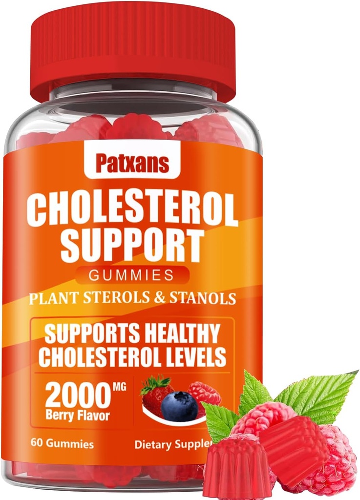 1 Pack 胆固醇支持Gummys,包含2000MG Plant Sterols & Sterols, 胆固醇复合体Gummys, 支持健康胆固醇水平, 能量支持, Mixed Berry Flavor, 60 Counts